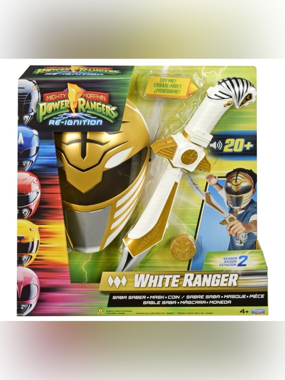 Mighty Morphin Power Rangers Re-Ignition White Ranger Saba Saber Sword Mask Coin